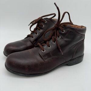 Hytest Burgundy Leather Steel Toe Safety Lace Up Ankle Boot Size 9 Wide